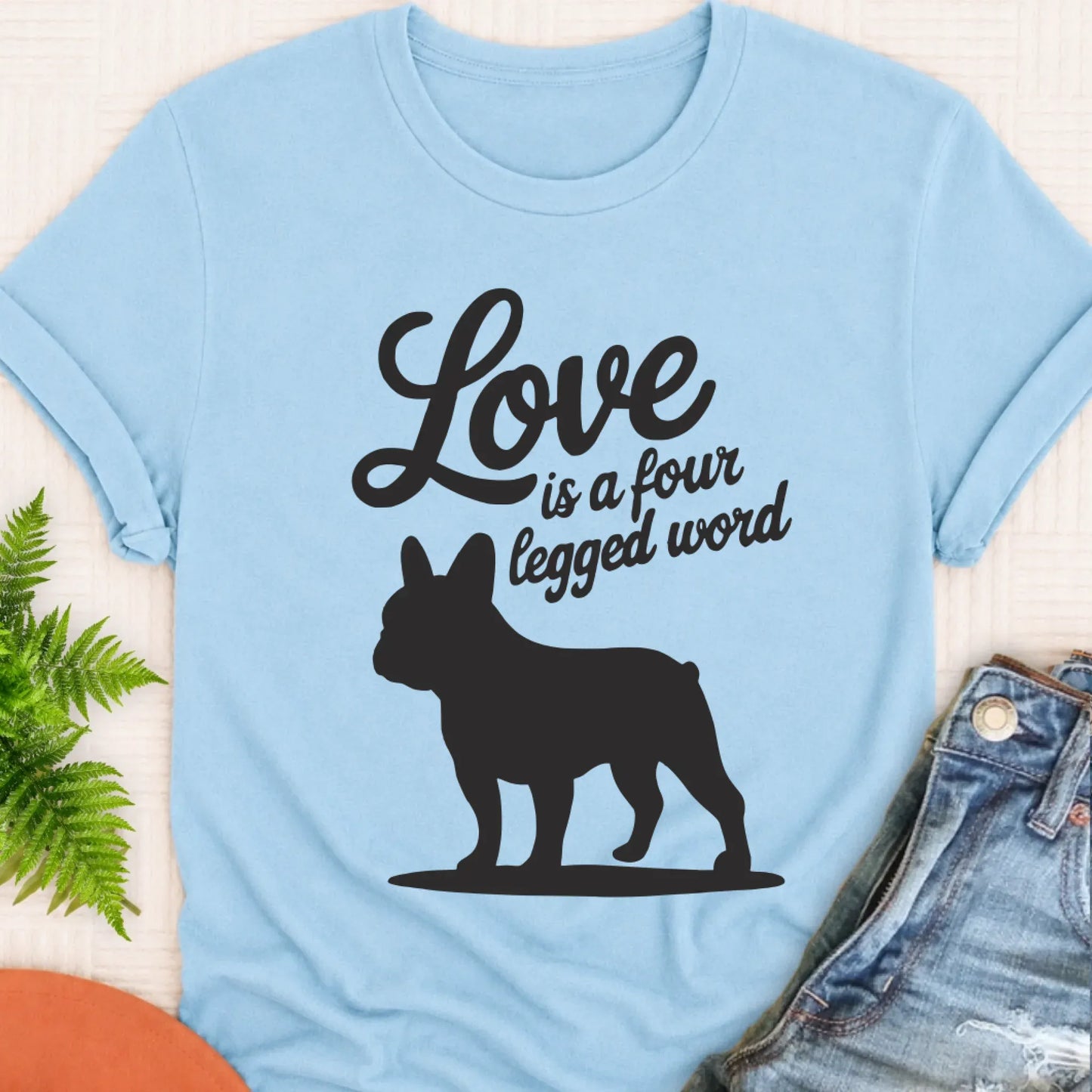 T-Shirt Chambray / S Frenchie Bulldog Four Legged Love Unisex TShirt
