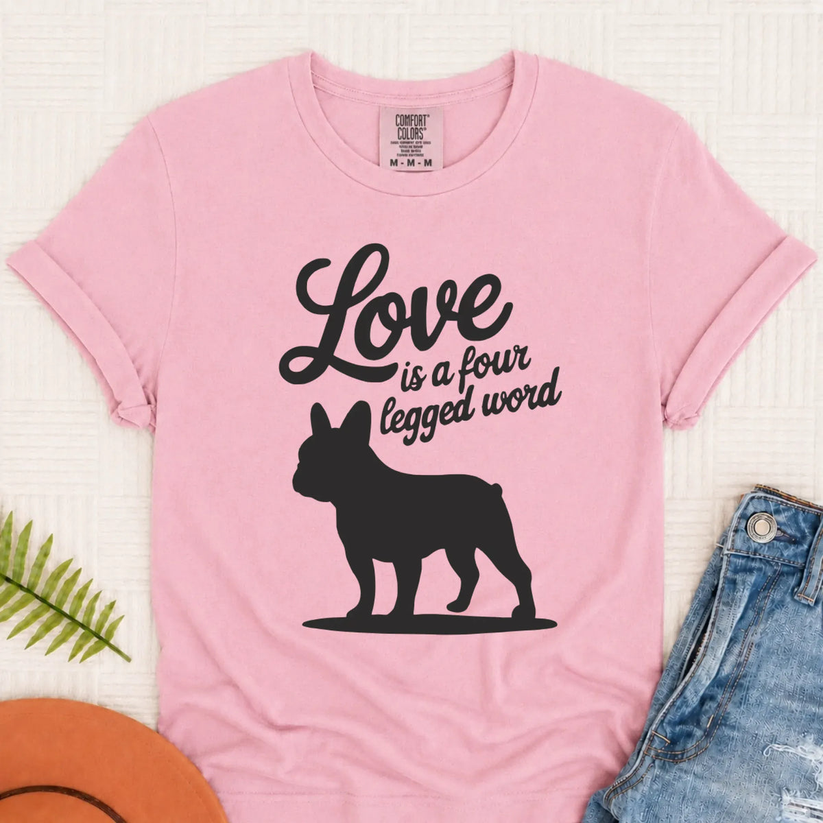 Frenchie Bulldog Four Legged Love Unisex TShirt Blossom
