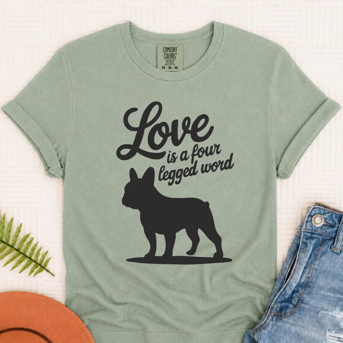 Frenchie Bulldog Four Legged Love Unisex TShirt Bay