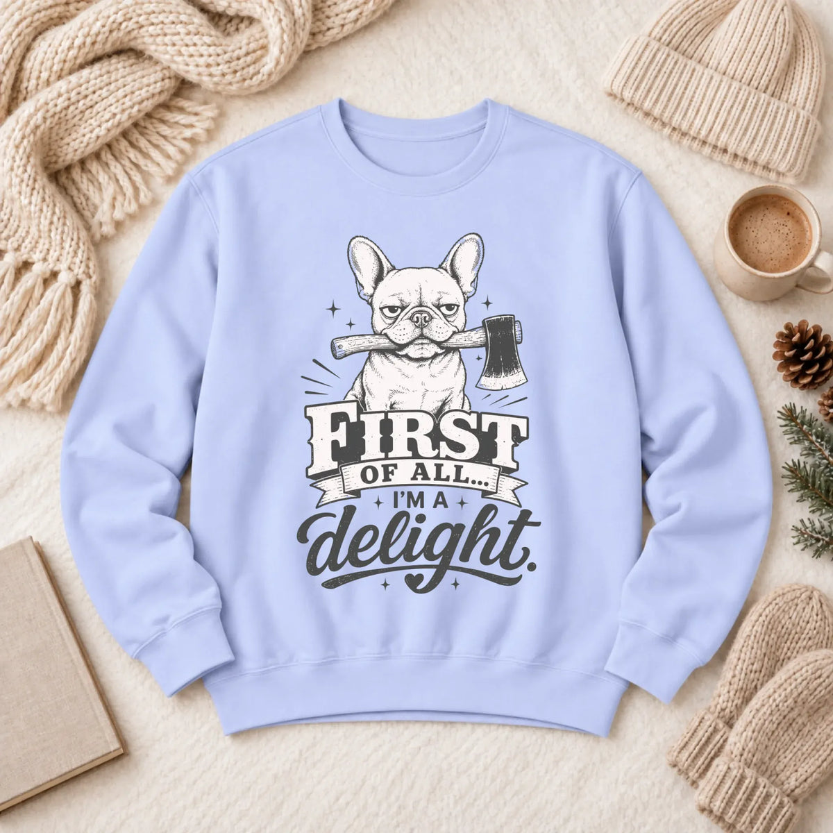 Sweatshirt Hydrangea / S Frenchie Bulldog Funny Axe Delight Unisex Sweatshirt