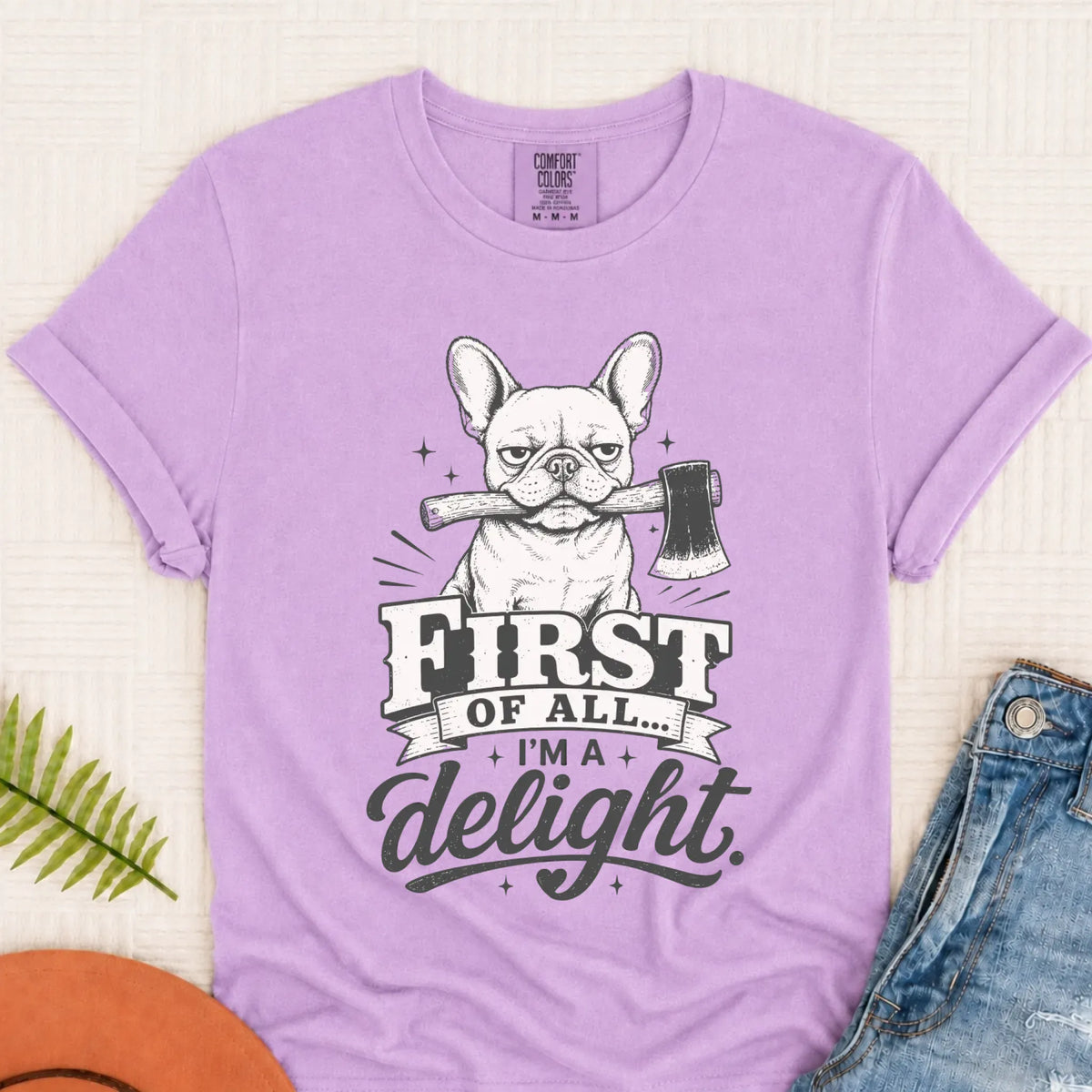 T-Shirt Orchid / S Frenchie Bulldog Funny Axe Delight Unisex TShirt