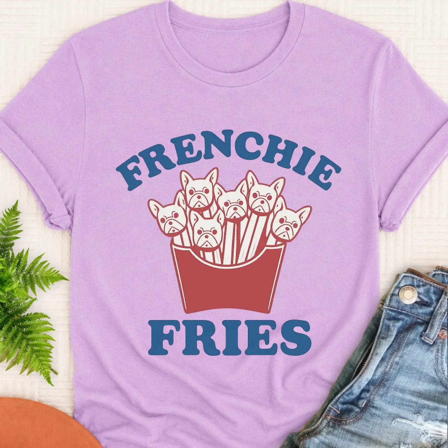 T-Shirt Orchid / S Frenchie Bulldog Funny Foodie Fries Unisex TShirt