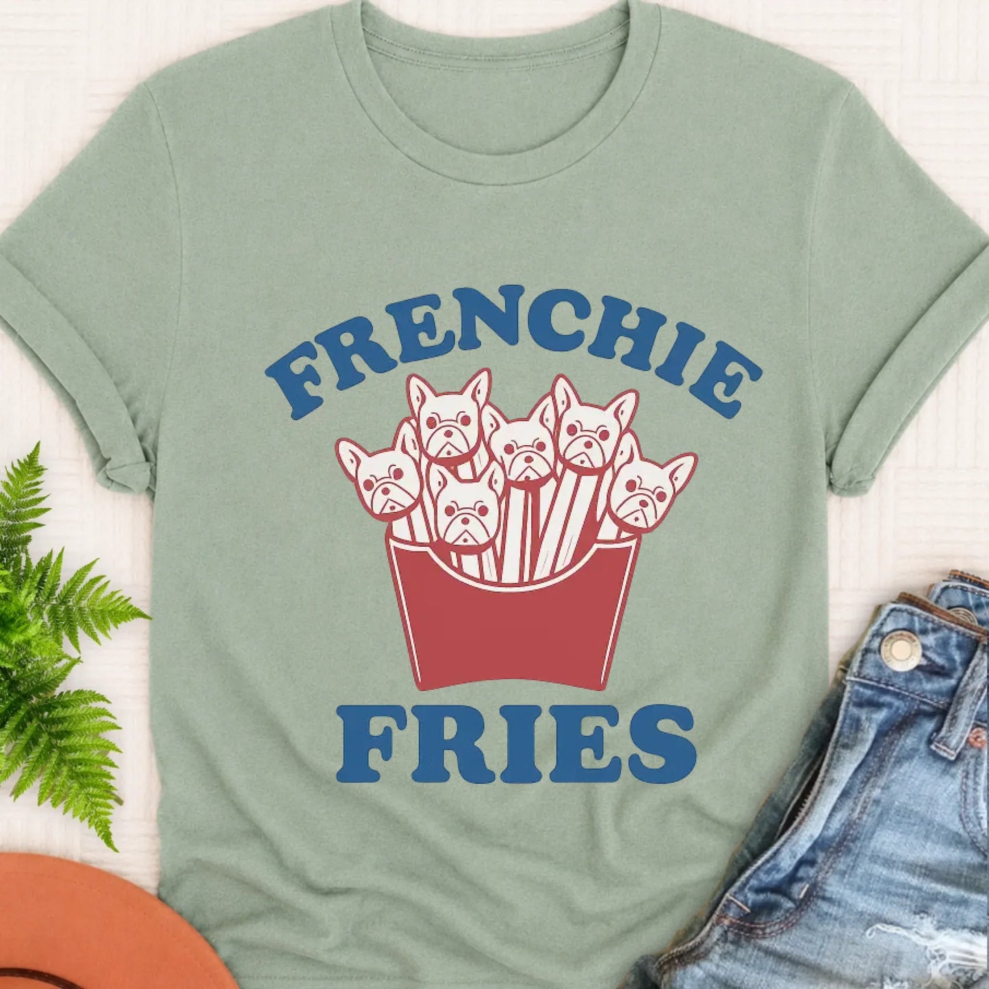 T-Shirt Bay / S Frenchie Bulldog Funny Foodie Fries Unisex TShirt