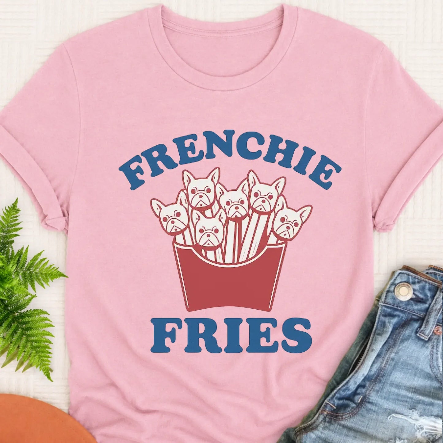T-Shirt Blossom / S Frenchie Bulldog Funny Foodie Fries Unisex TShirt