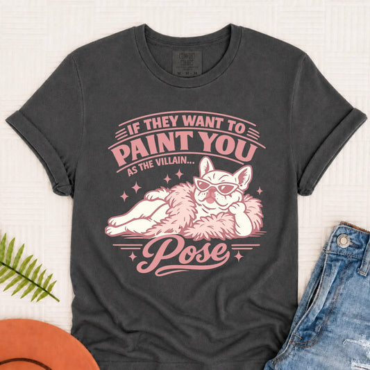 Frenchie Bulldog Funny Villain Unisex TShirt Pepper