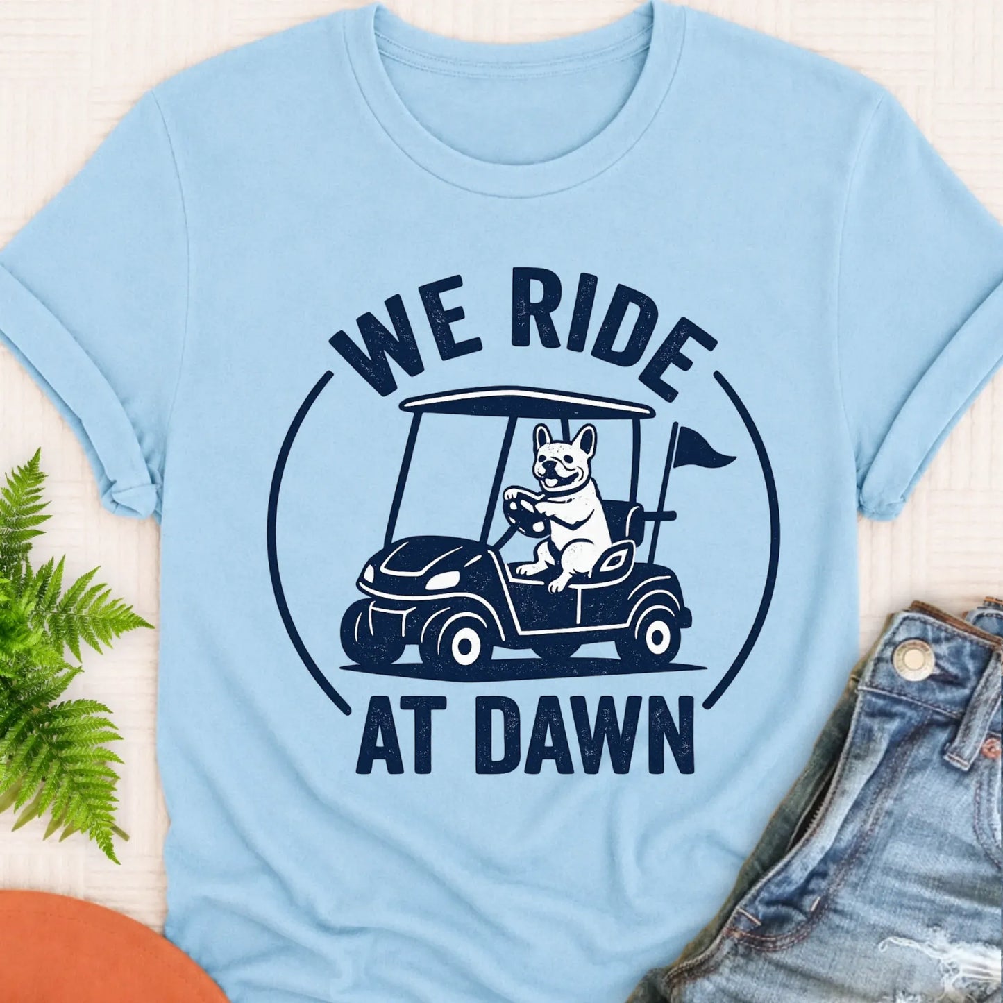 T-Shirt Chambray / S Frenchie Bulldog Golf Cart Unisex TShirt
