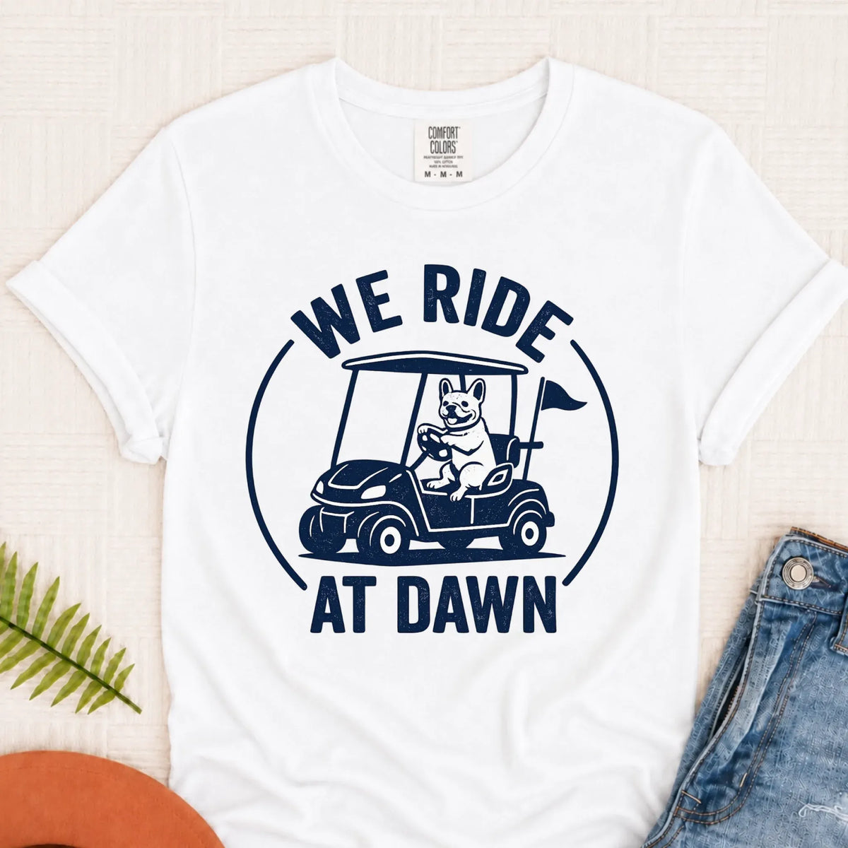 Frenchie Bulldog Golf Cart Unisex TShirt White