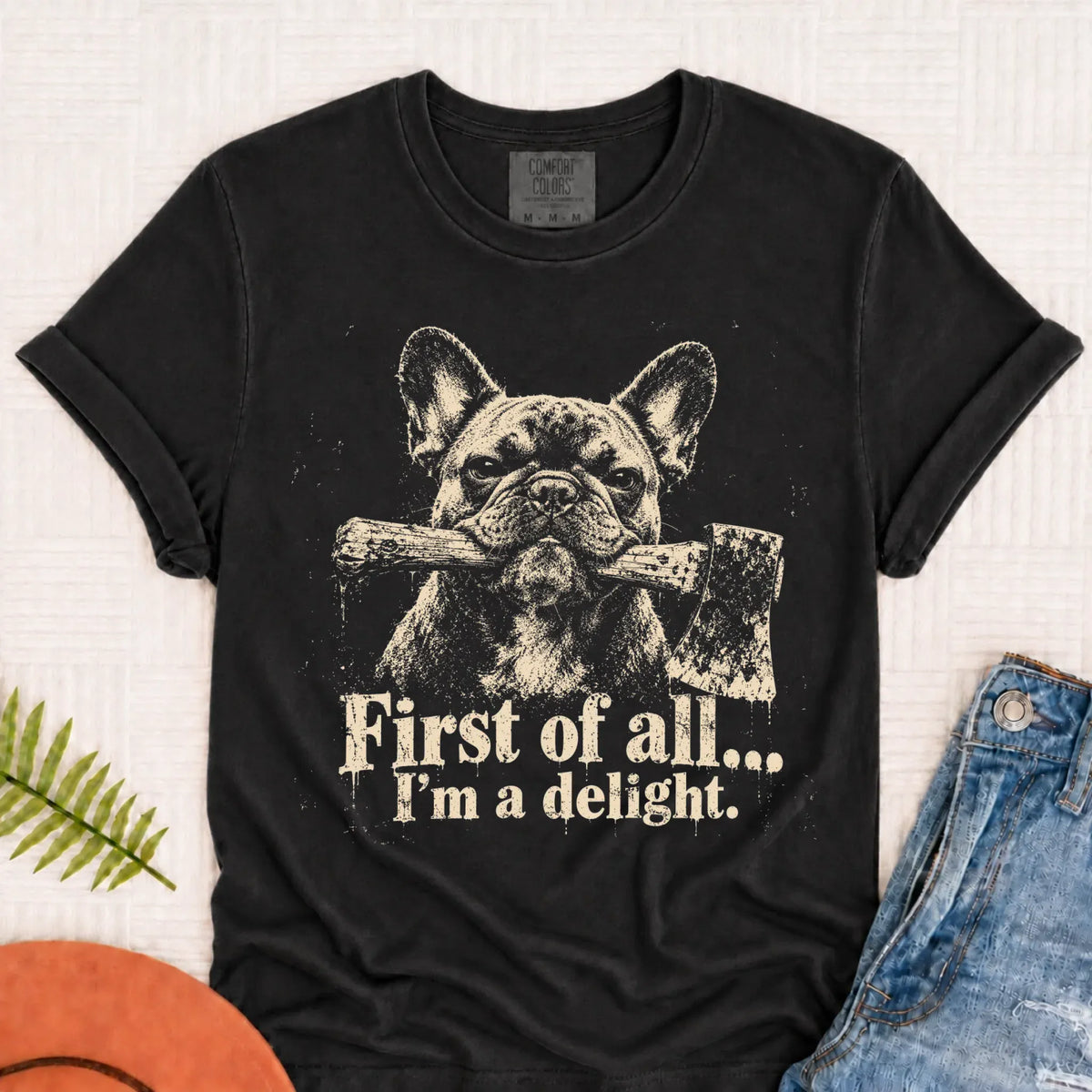Customizer Monster Dark 1717 / Graphite / S Frenchie Bulldog Grunge Funny Axe Delight Unisex TShirt