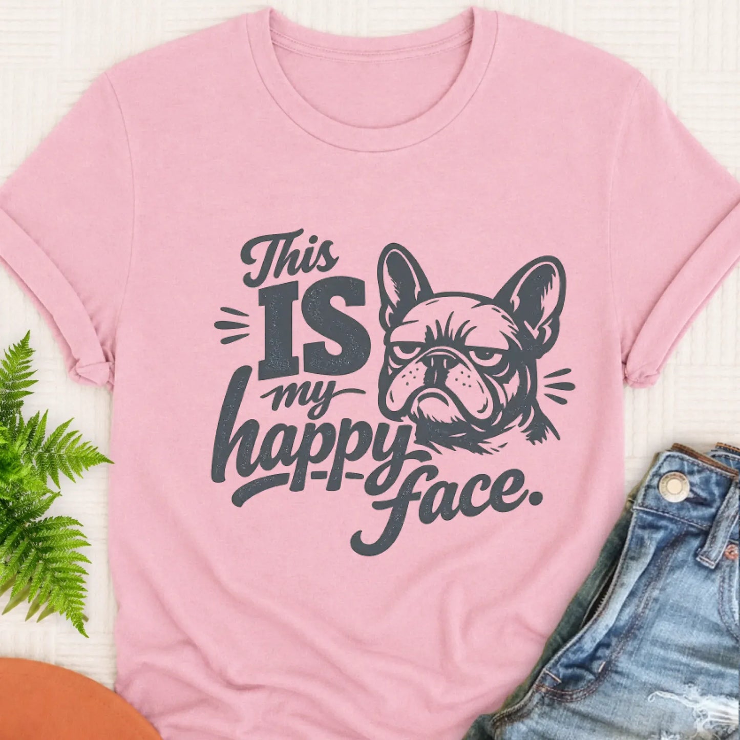 T-Shirt Blossom / S Frenchie Bulldog Happy Face Unisex TShirt