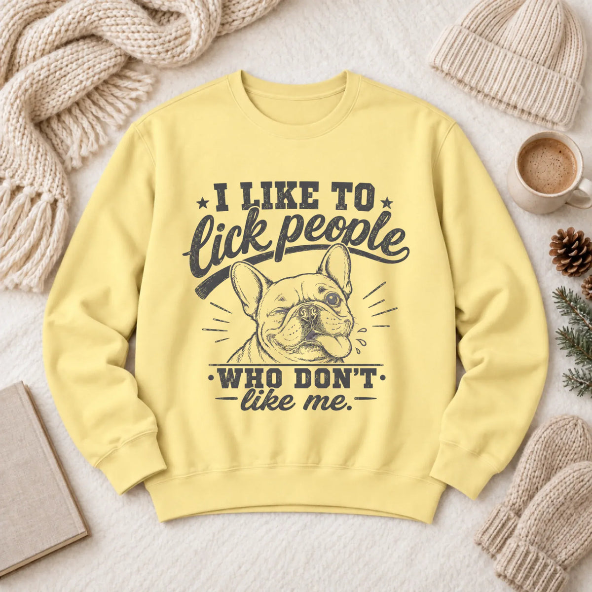 Frenchie Bulldog Lick People Unisex Sweatshirt 1466 LW Sweatshirt Light Butter