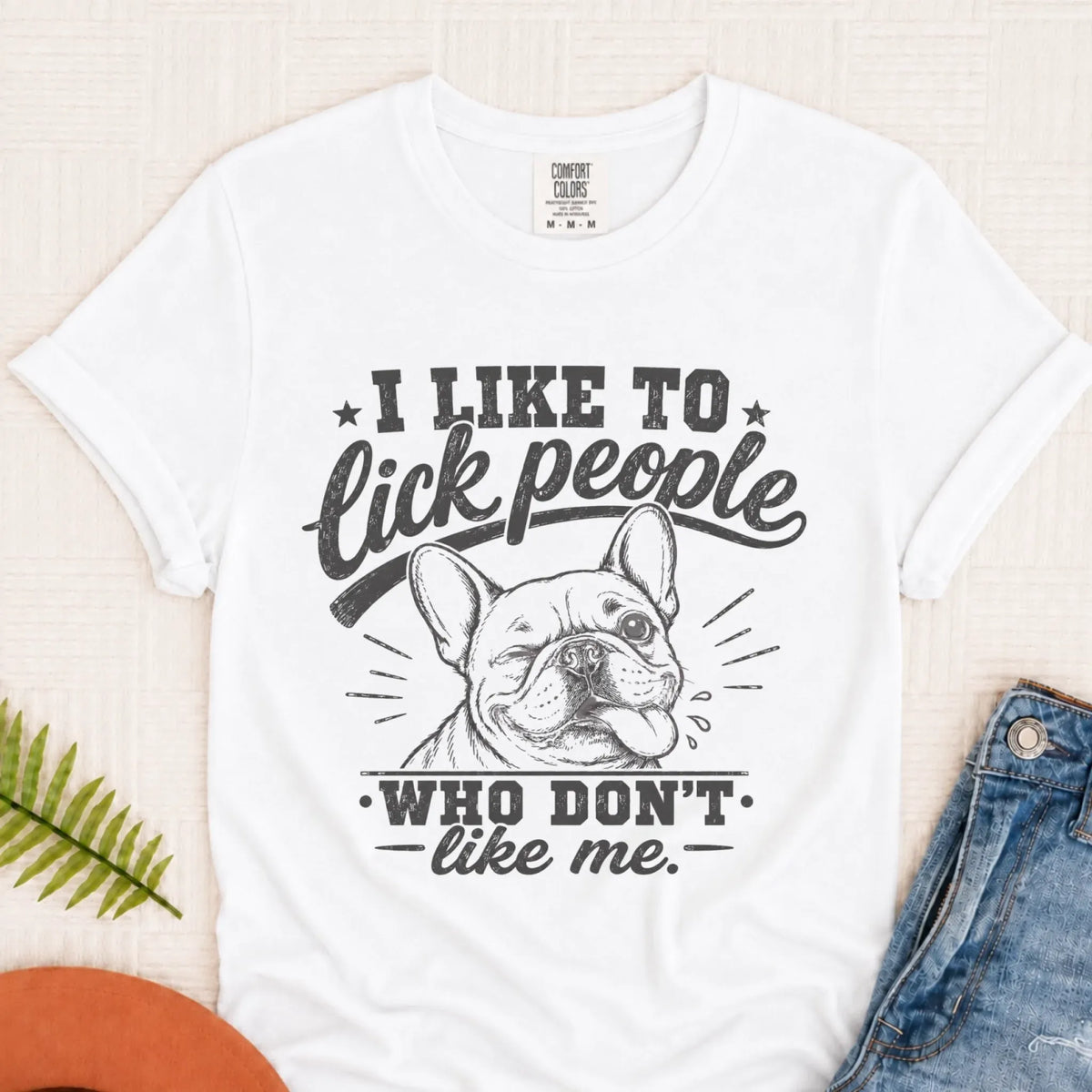 Frenchie Bulldog Lick People Unisex TShirt White