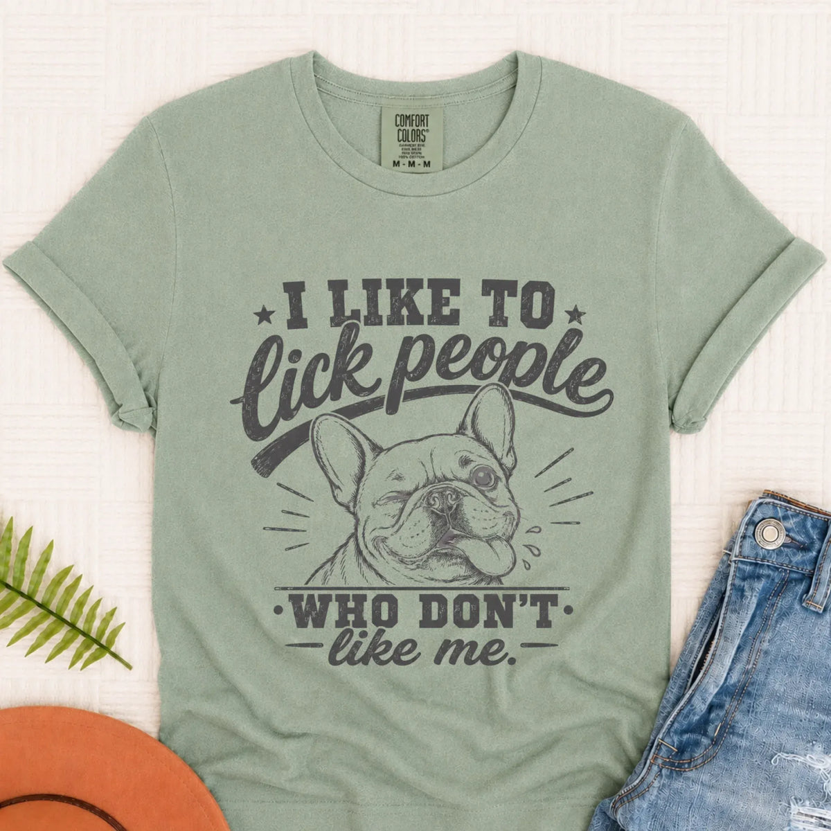 Frenchie Bulldog Lick People Unisex TShirt Bay