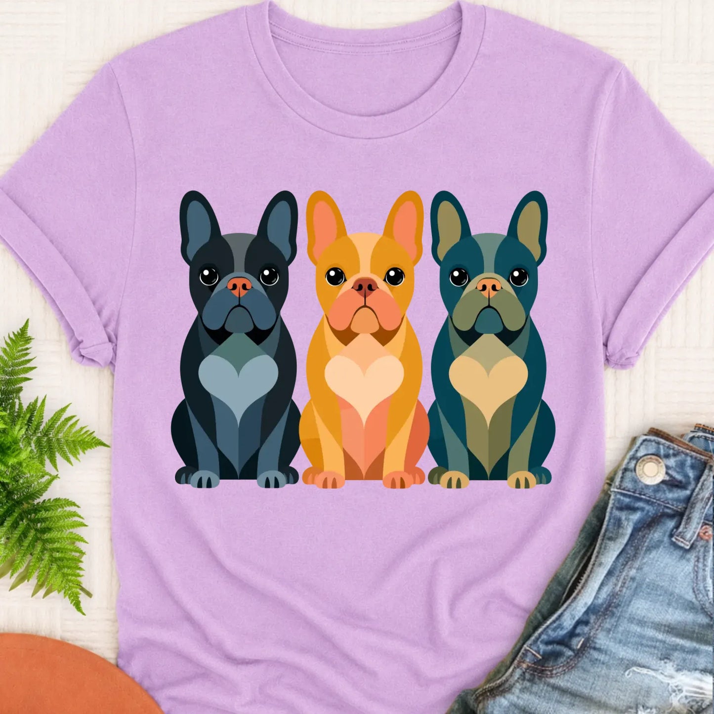 T-Shirt Orchid / S Frenchie Bulldog Little Hearts Unisex TShirt