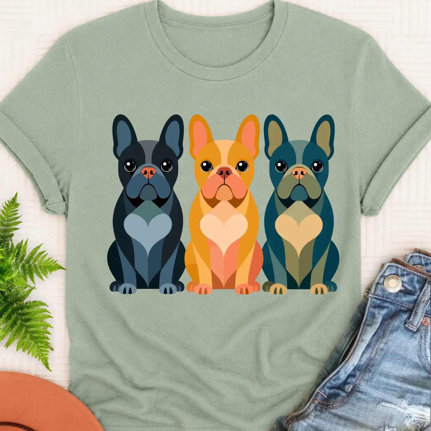 T-Shirt Bay / S Frenchie Bulldog Little Hearts Unisex TShirt