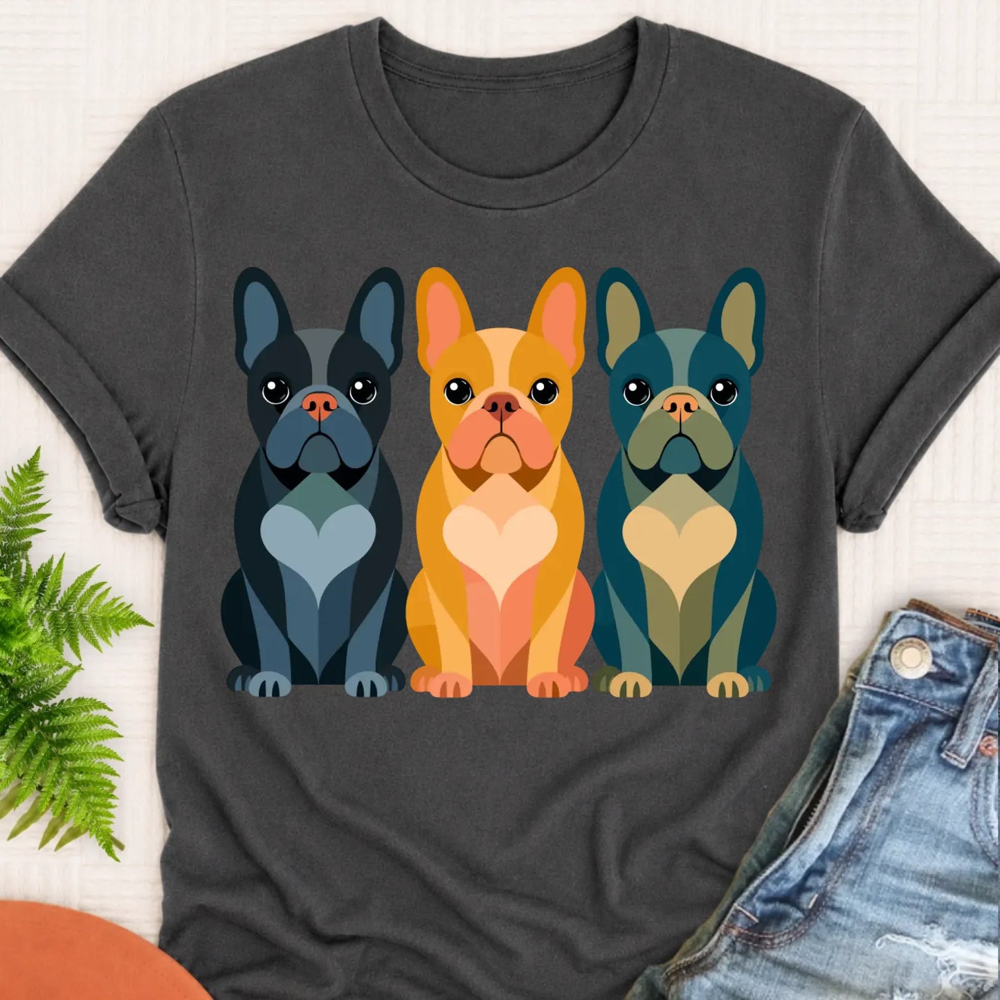 T-Shirt Pepper / S Frenchie Bulldog Little Hearts Unisex TShirt