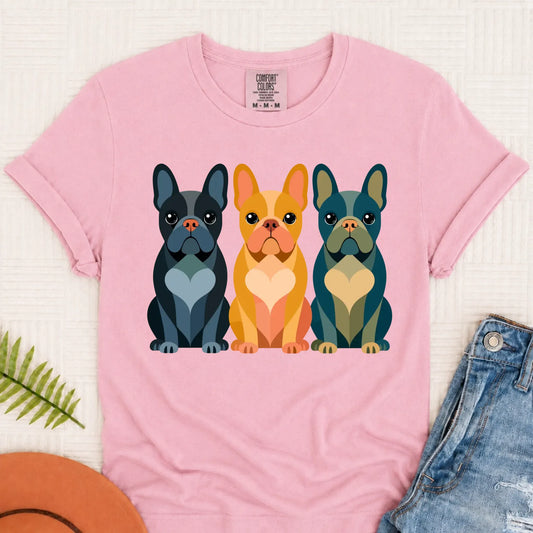 Frenchie Bulldog Little Hearts Unisex TShirt Blossom