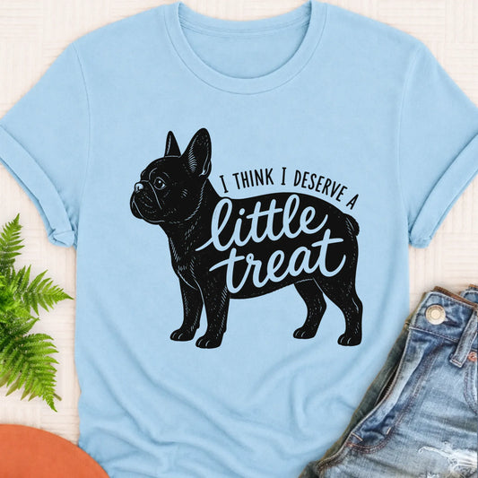 Frenchie Bulldog Little Treat Unisex TShirt Chambray
