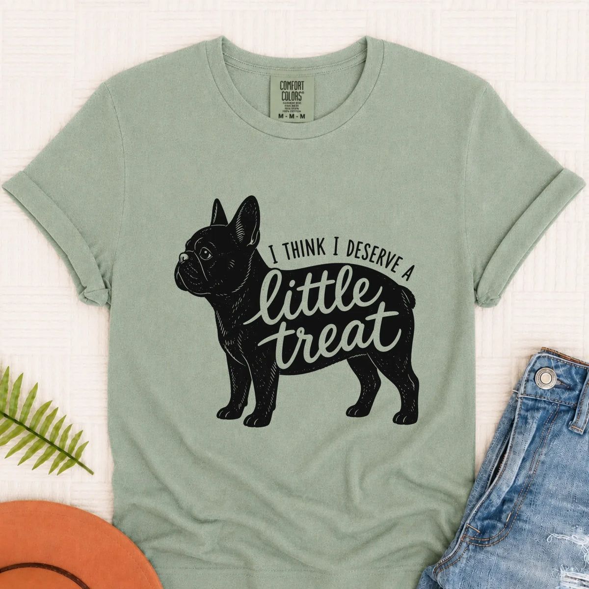 Frenchie Bulldog Little Treat Unisex TShirt Bay