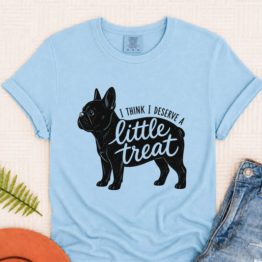 Frenchie Bulldog Little Treat Unisex TShirt Chambray