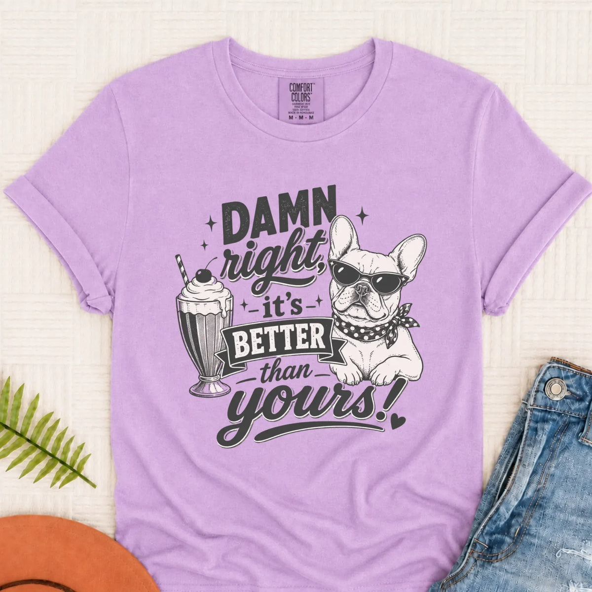 Frenchie Bulldog Milkshake To the Yard Unisex TShirt Orchid