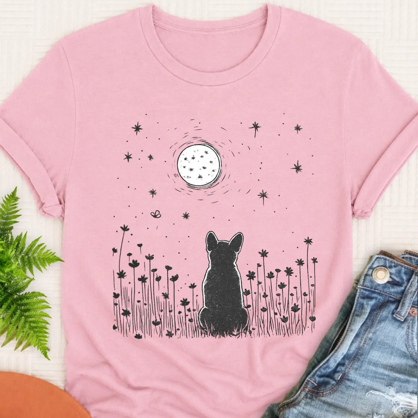 T-Shirt Blossom / S Frenchie Bulldog Moonlight Night Unisex TShirt