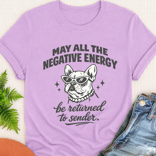 Frenchie Bulldog Negative Energry Unisex TShirt Orchid