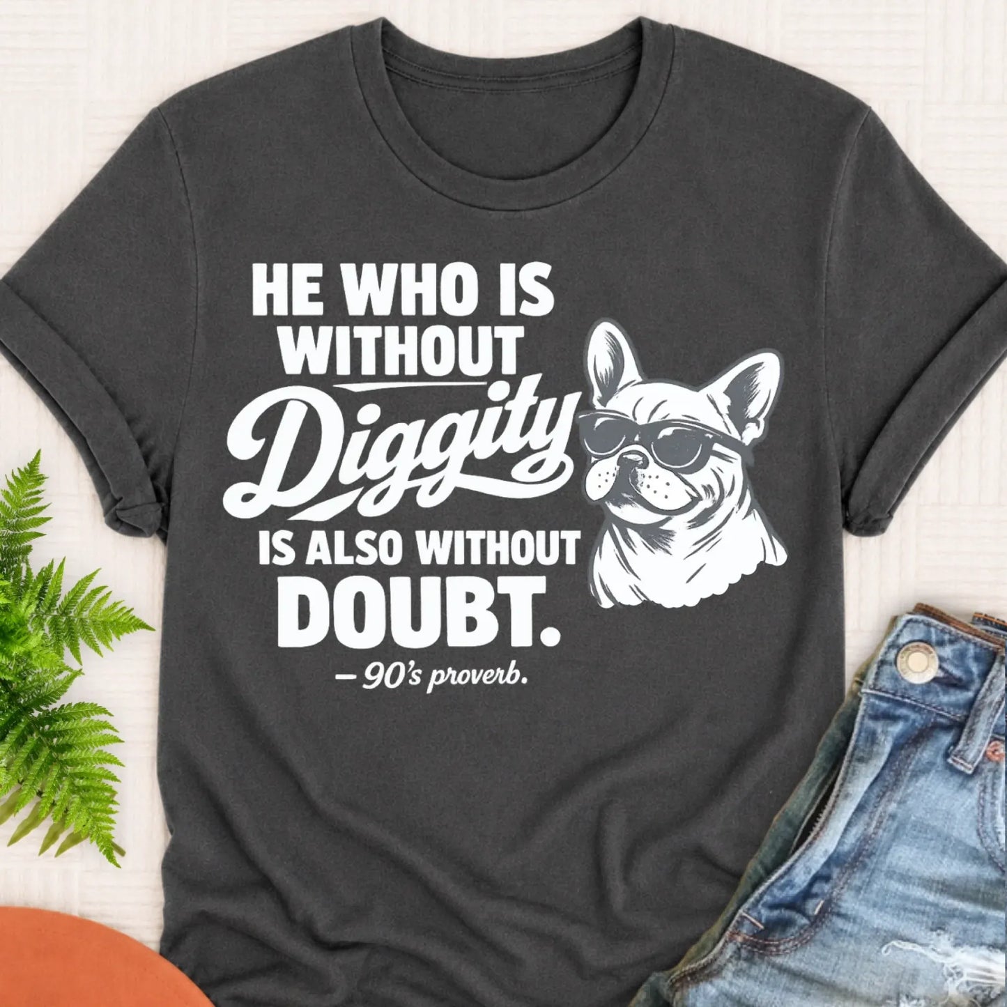 T-Shirt Pepper / S Frenchie Bulldog No Diggity Unisex TShirt