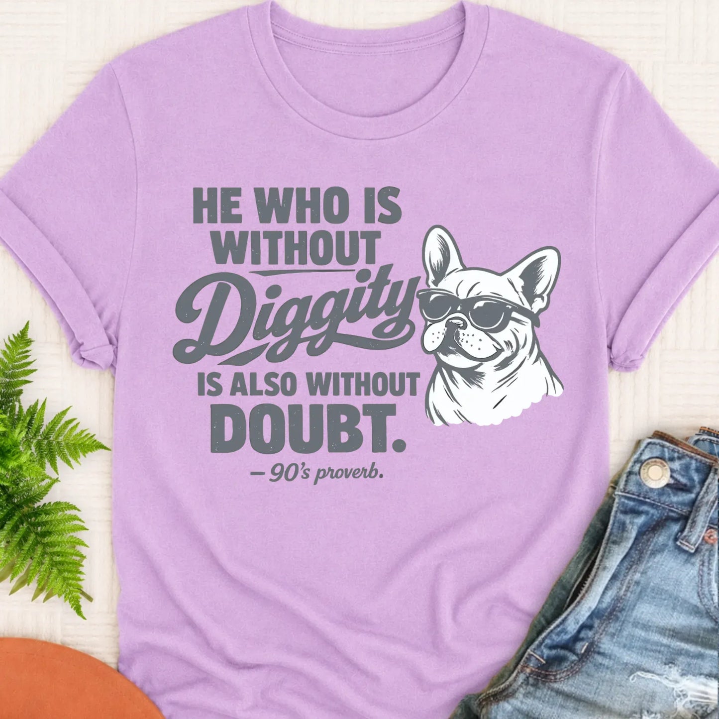 T-Shirt Orchid / S Frenchie Bulldog No Diggity Unisex TShirt