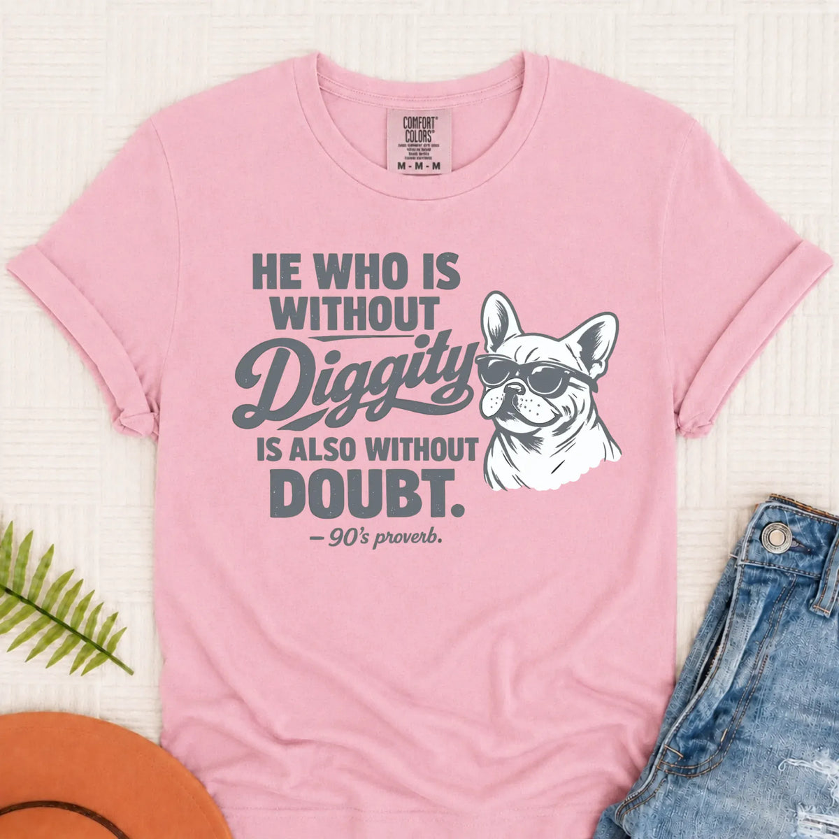 Frenchie Bulldog No Diggity Unisex TShirt Blossom