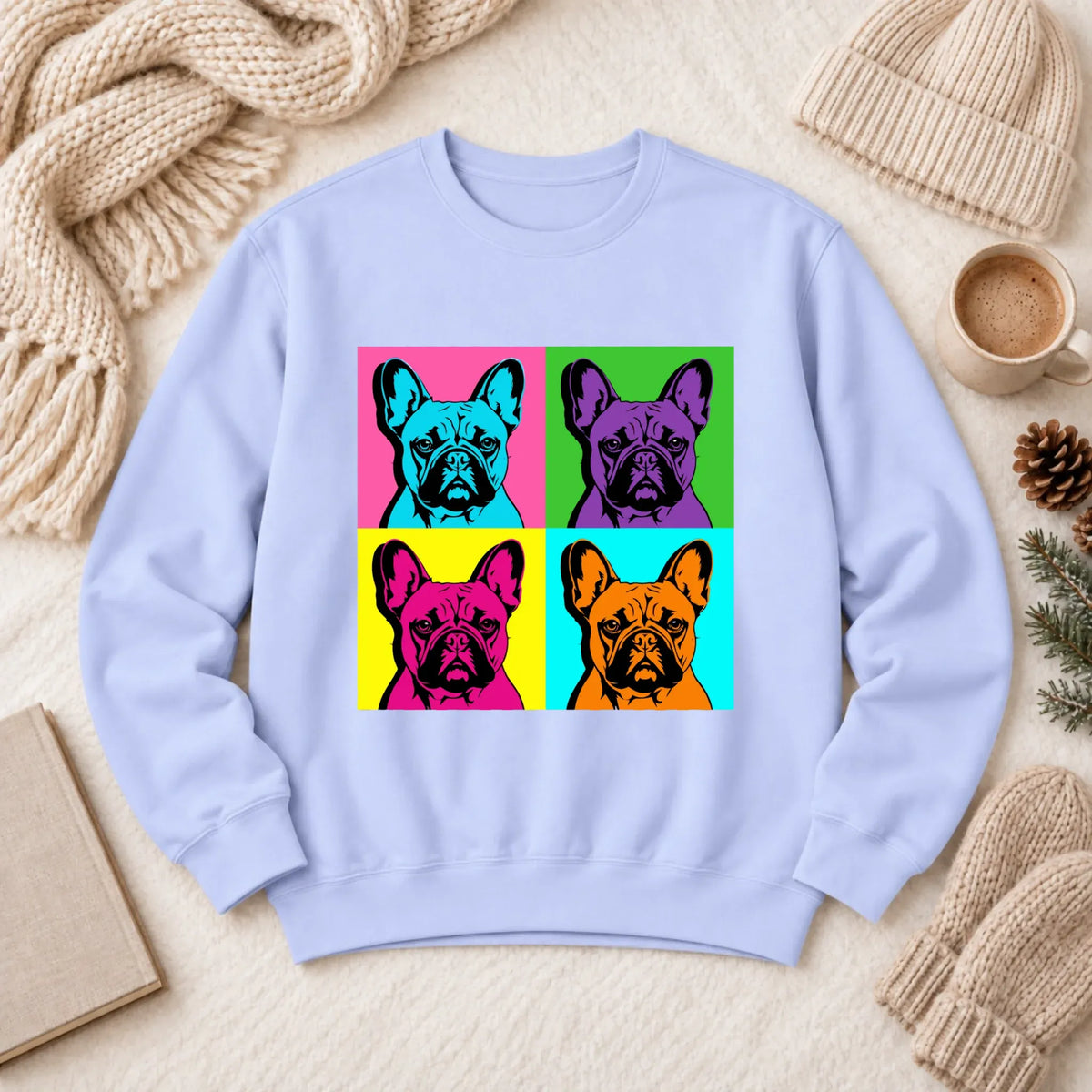 Frenchie Bulldog Pop Art Andy Unisex Sweatshirt Hydrangea