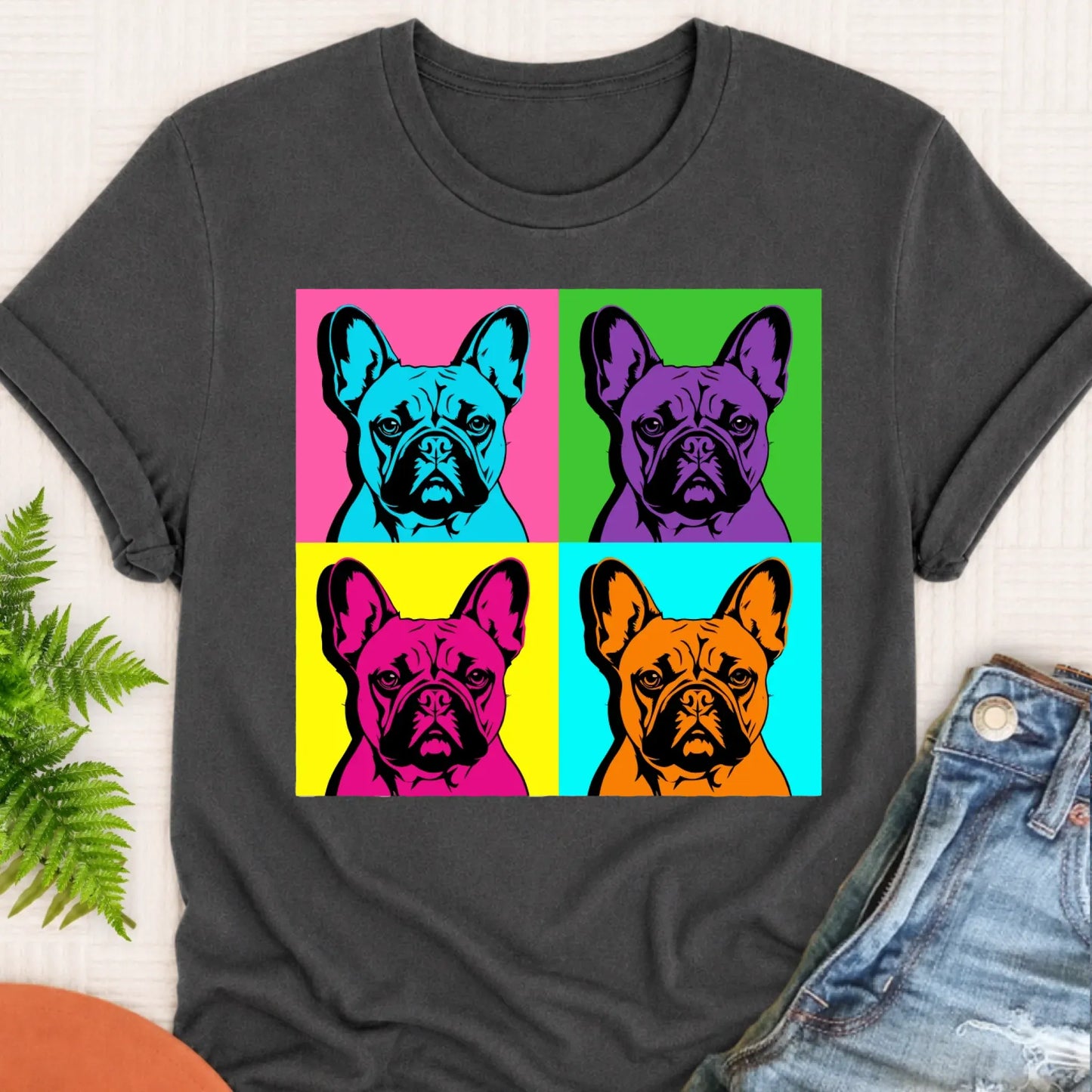 Frenchie Bulldog Pop Art Andy Unisex TShirt Pepper