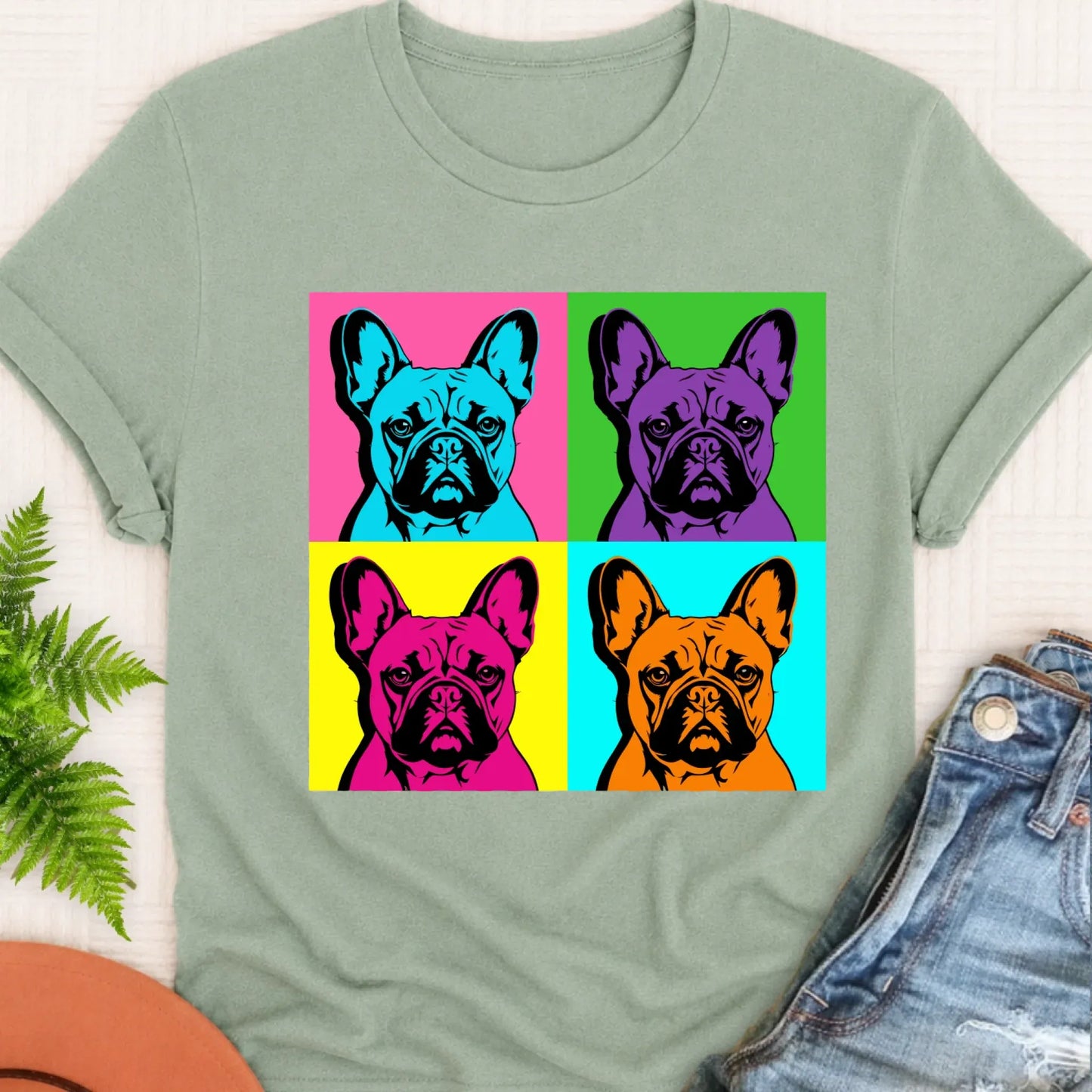 Frenchie Bulldog Pop Art Andy Unisex TShirt Bay