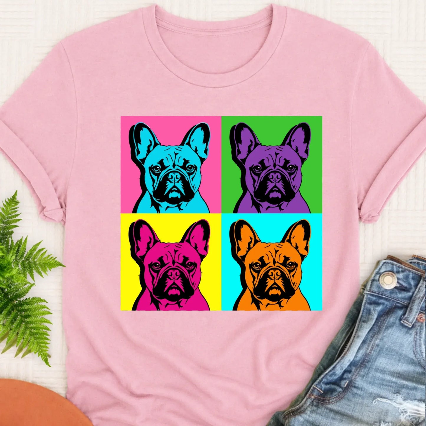 Frenchie Bulldog Pop Art Andy Unisex TShirt Blossom