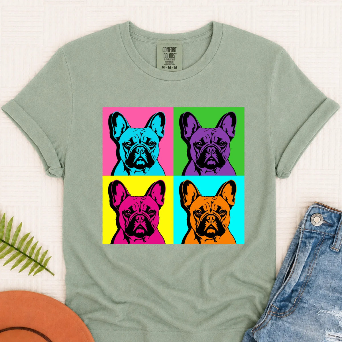 Frenchie Bulldog Pop Art Andy Unisex TShirt Bay
