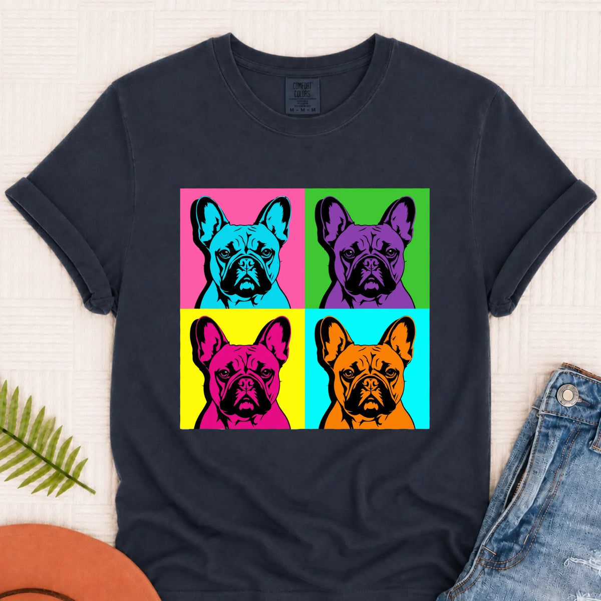 Frenchie Bulldog Pop Art Andy Unisex TShirt Pepper 3XL
