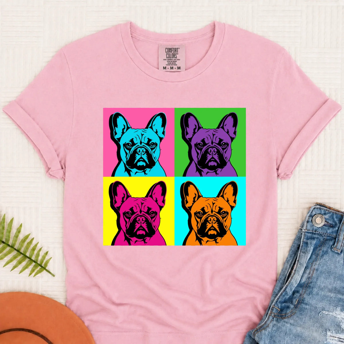 Frenchie Bulldog Pop Art Andy Unisex TShirt Blossom