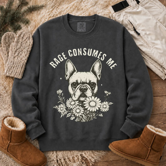 Frenchie Bulldog Rage Consumes Unisex Sweatshirt Pepper