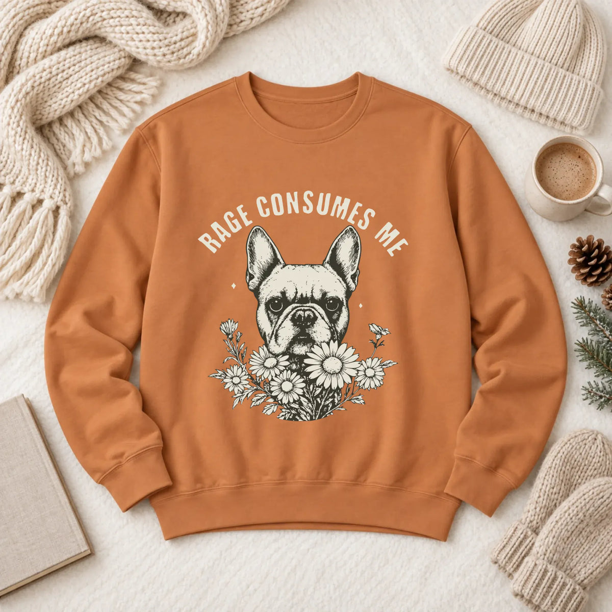 Frenchie Bulldog Rage Consumes Unisex Sweatshirt Yam