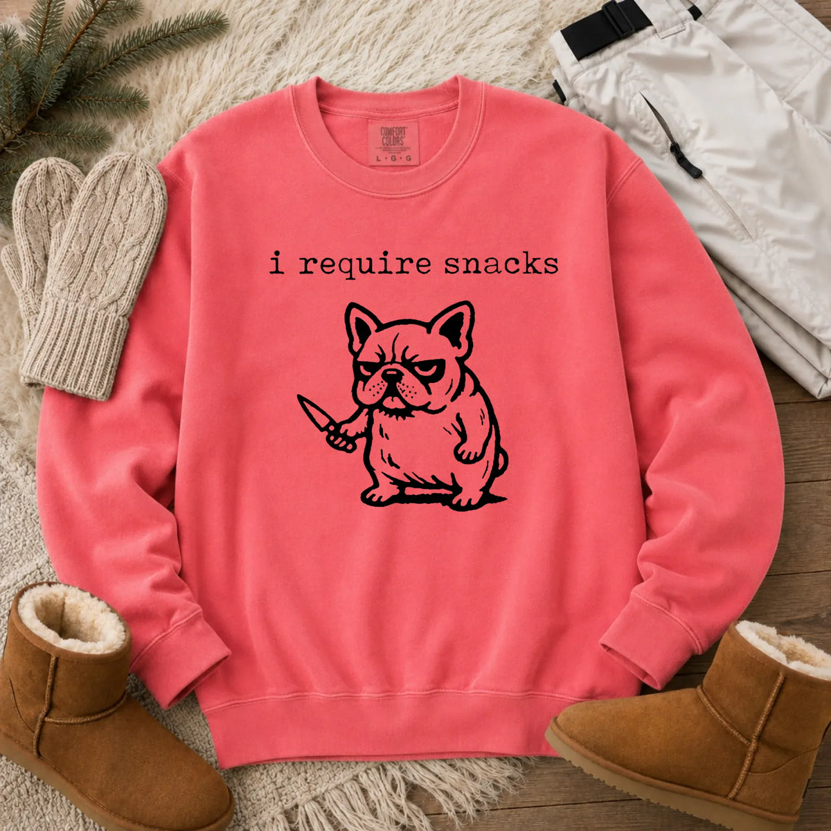 Frenchie Bulldog Require Snacks Unisex Sweatshirt Watermelon