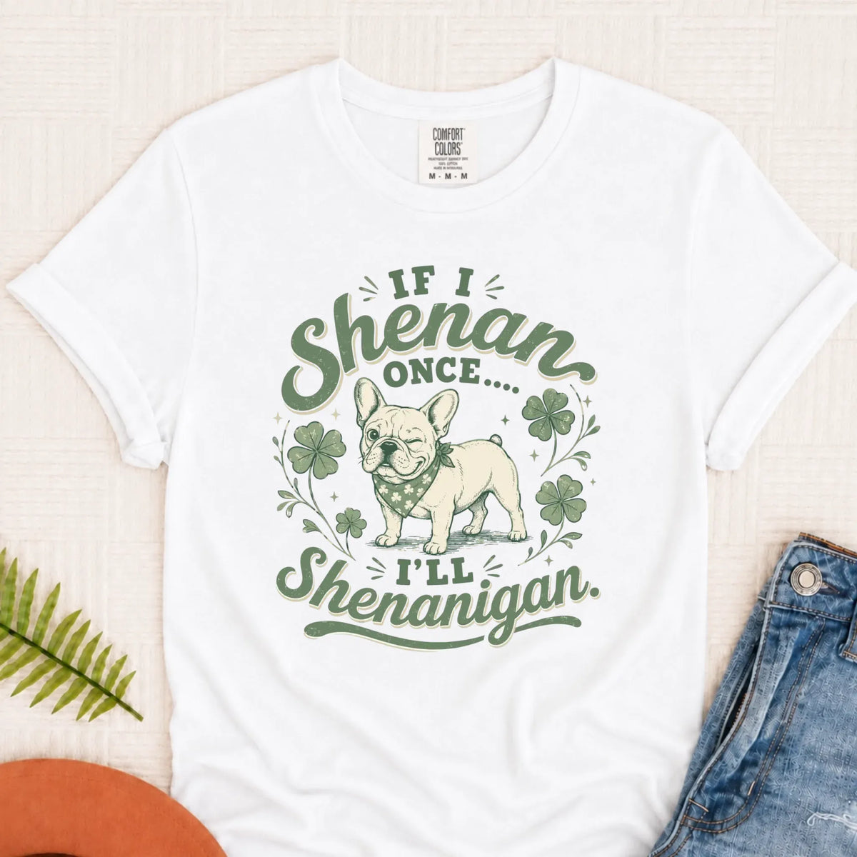 Frenchie Bulldog Saint Patricks Unisex Tshirt White