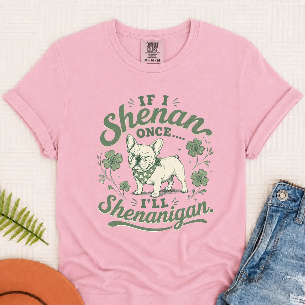 Frenchie Bulldog Saint Patricks Unisex Tshirt Blossom
