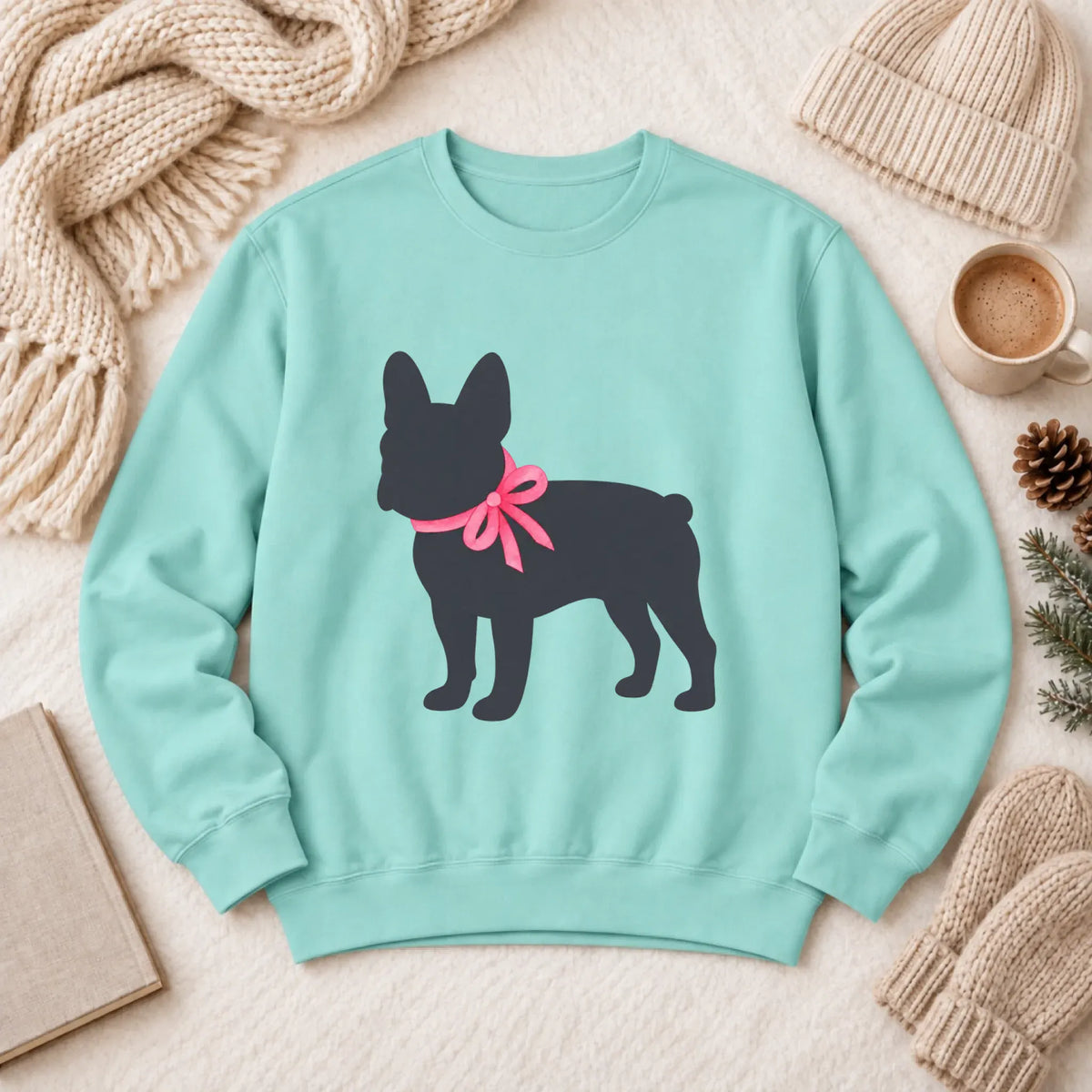 Sweatshirt Chalky Mint / S Frenchie Bulldog Silhouette Unisex Sweatshirt