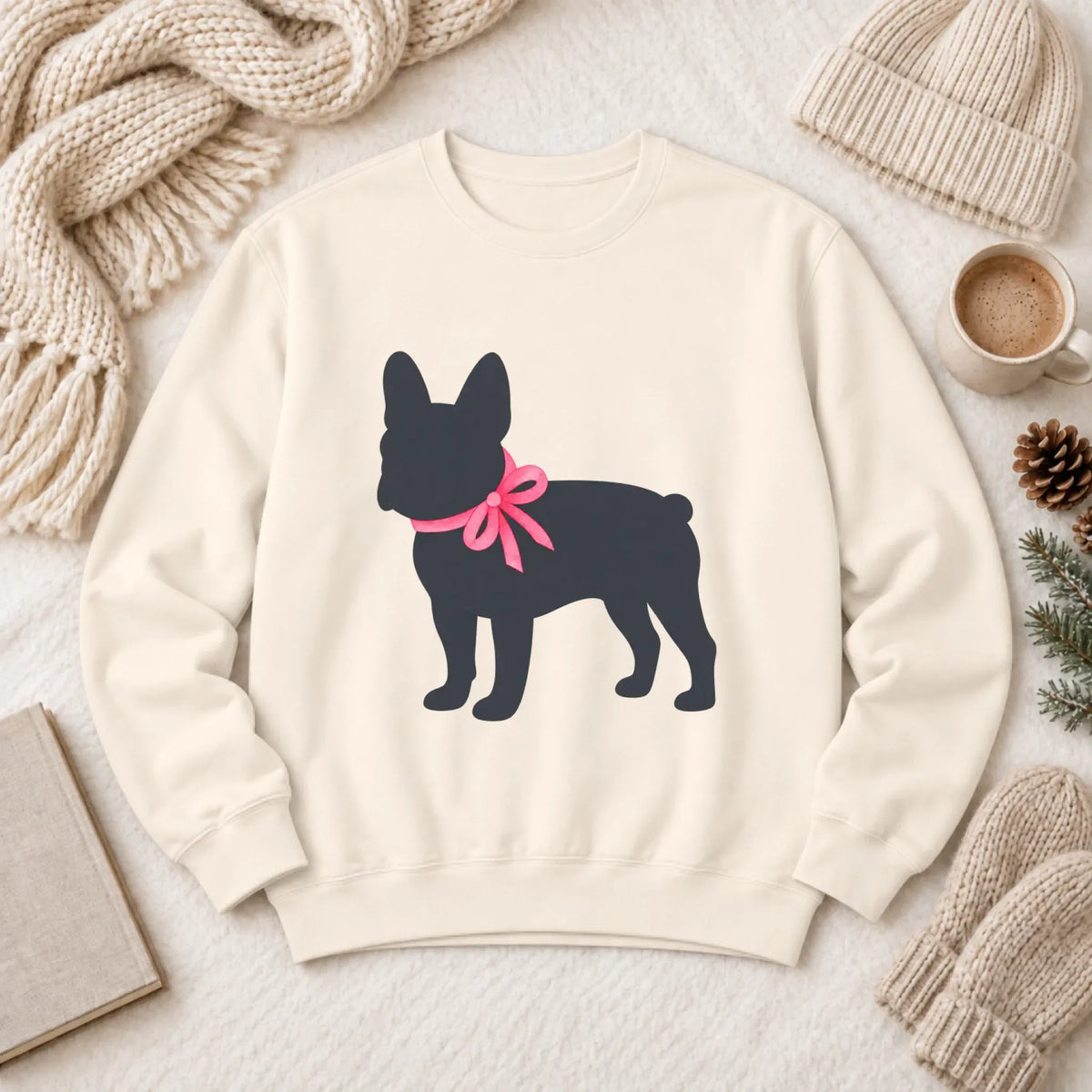 Sweatshirt Ivory / S Frenchie Bulldog Silhouette Unisex Sweatshirt
