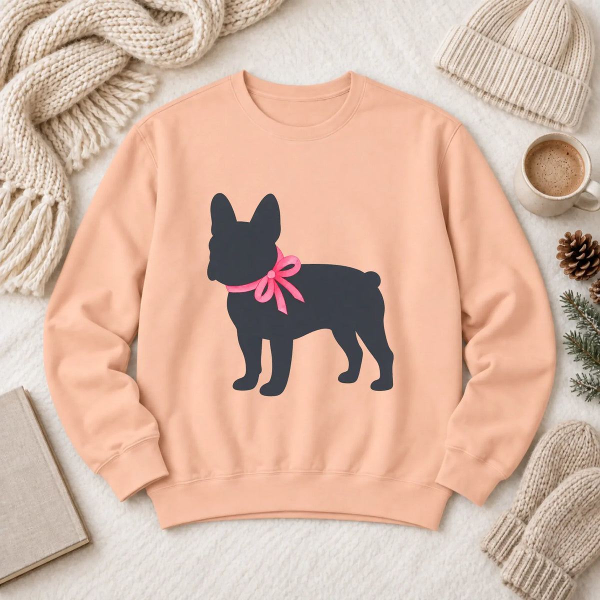 Sweatshirt Peachy / S Frenchie Bulldog Silhouette Unisex Sweatshirt