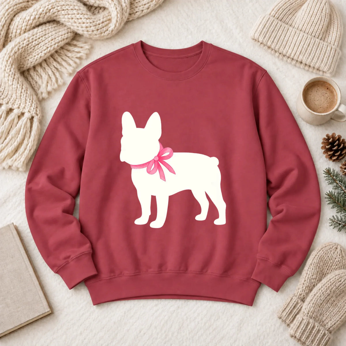 Sweatshirt Crimson / S Frenchie Bulldog Silhouette Unisex Sweatshirt