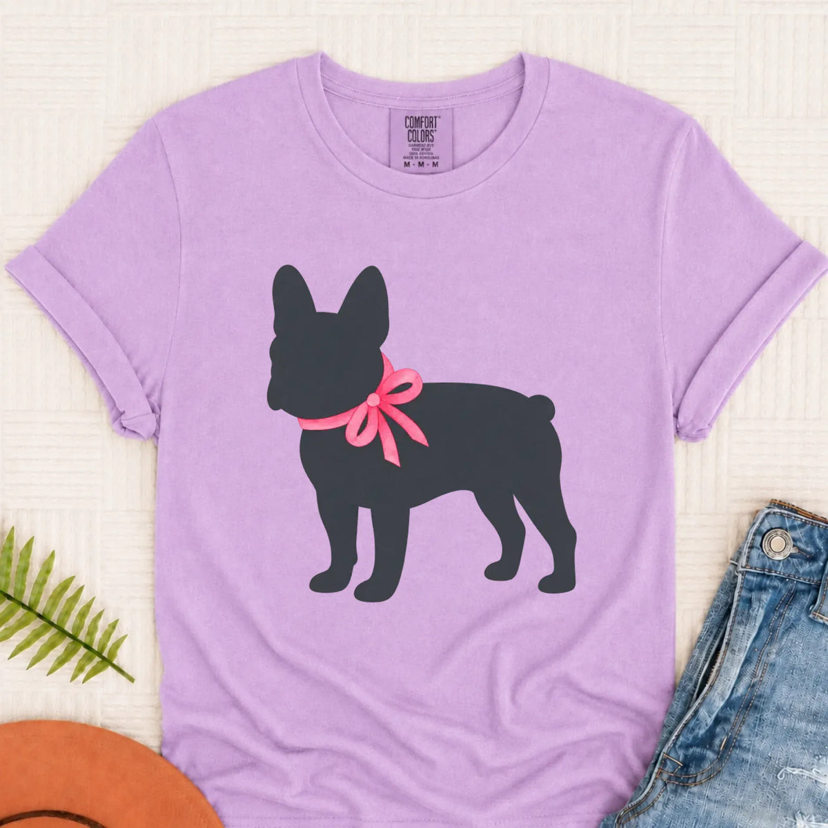 T-Shirt Orchid / S Frenchie Bulldog Silhouette Unisex TShirt