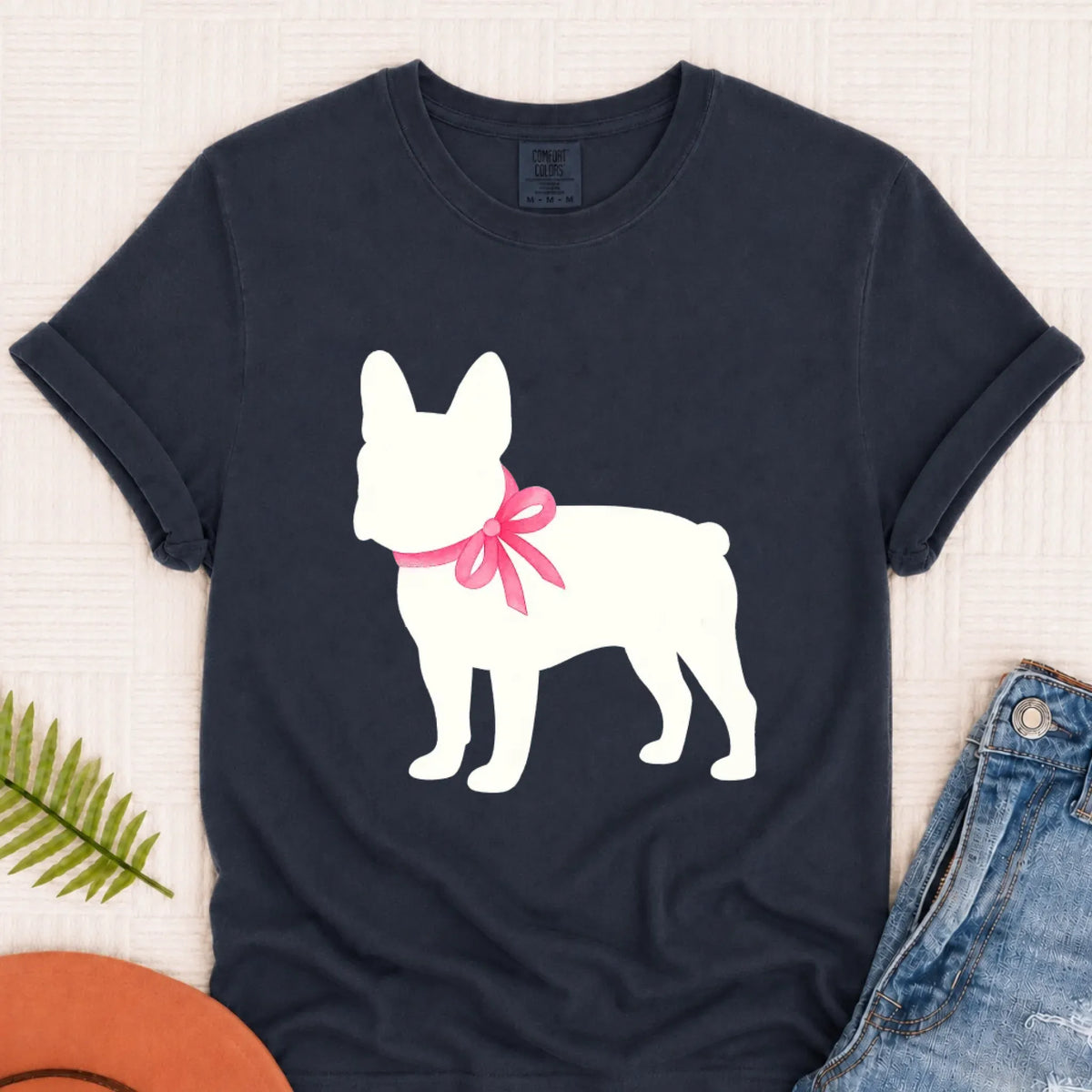 T-Shirt Navy / S Frenchie Bulldog Silhouette Unisex TShirt