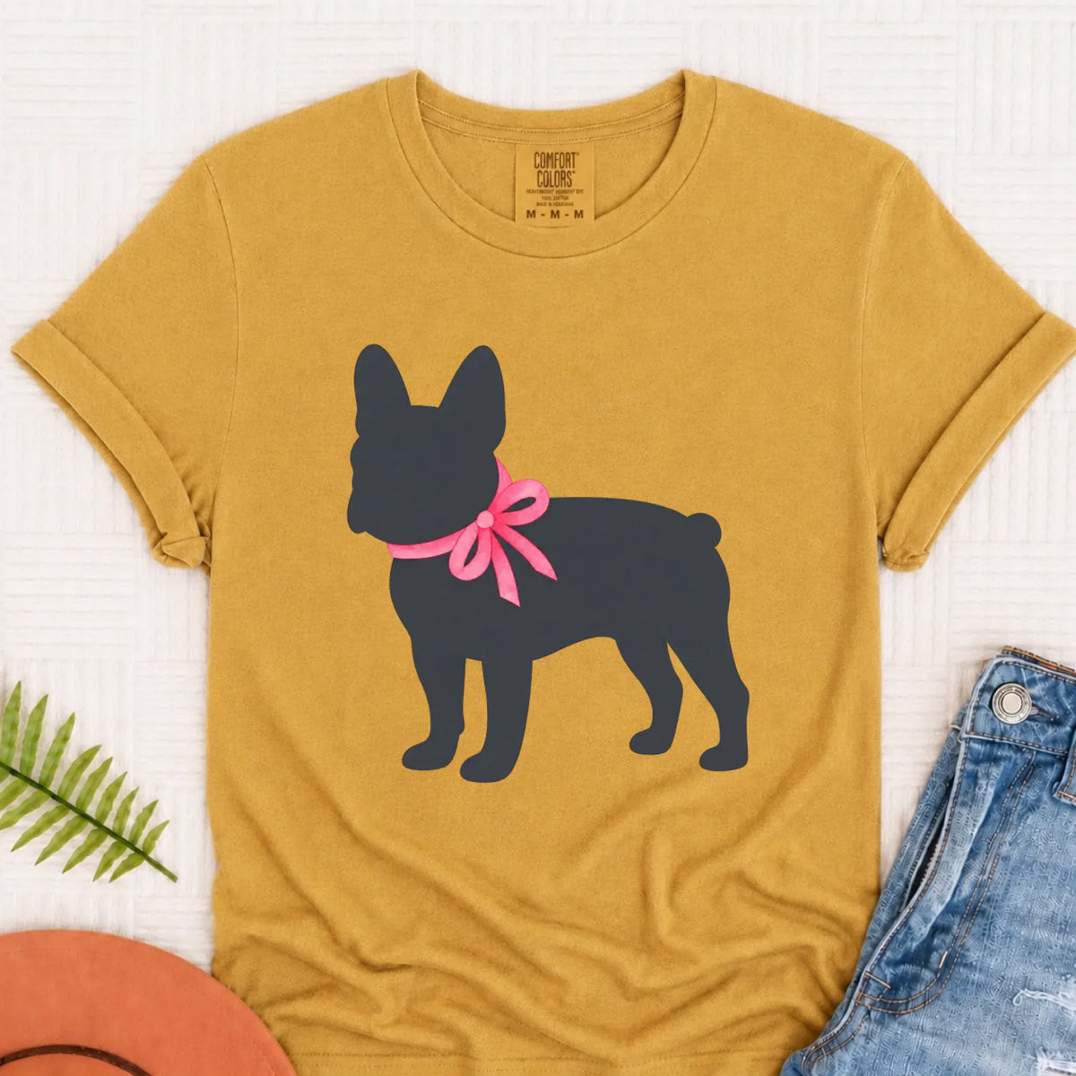 T-Shirt Mustard / S Frenchie Bulldog Silhouette Unisex TShirt