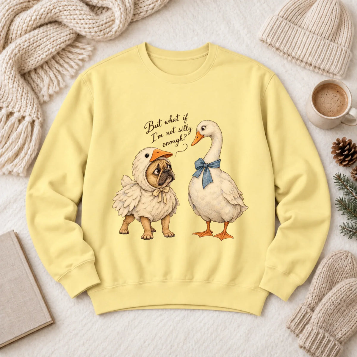 Customizer 1466 LW Sweatshirt Light / Butter / S Frenchie Bulldog Silly Goose Unisex Sweatshirt