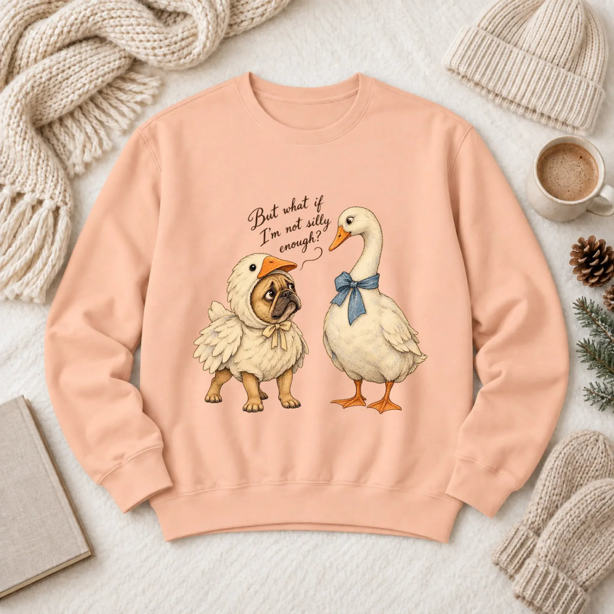 Customizer 1466 LW Sweatshirt Light / Peachy / S Frenchie Bulldog Silly Goose Unisex Sweatshirt